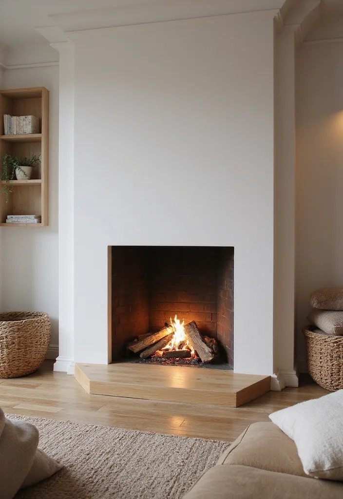 12 Wood Fireplace Ideas for Rustic Natural Warmth - 2. Minimalist Modern with a Wood Hearth