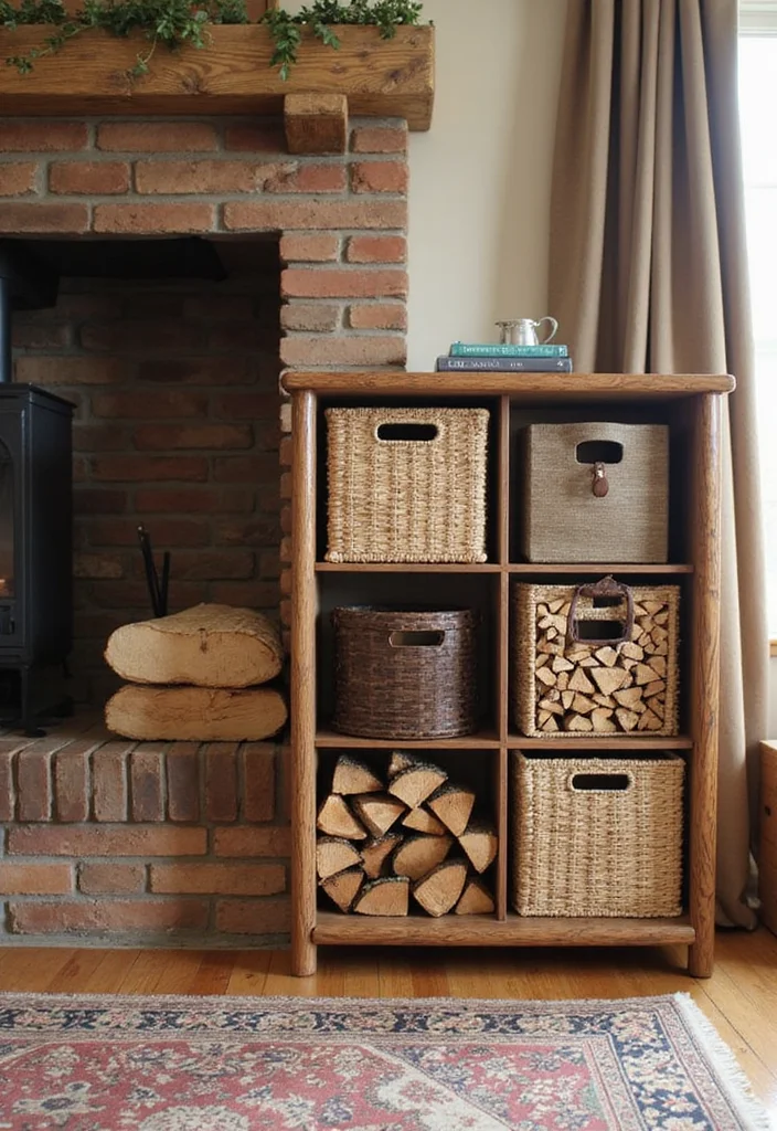 12 Wood Fireplace Ideas for Rustic Natural Warmth - 4. Eco-Friendly Firewood Storage