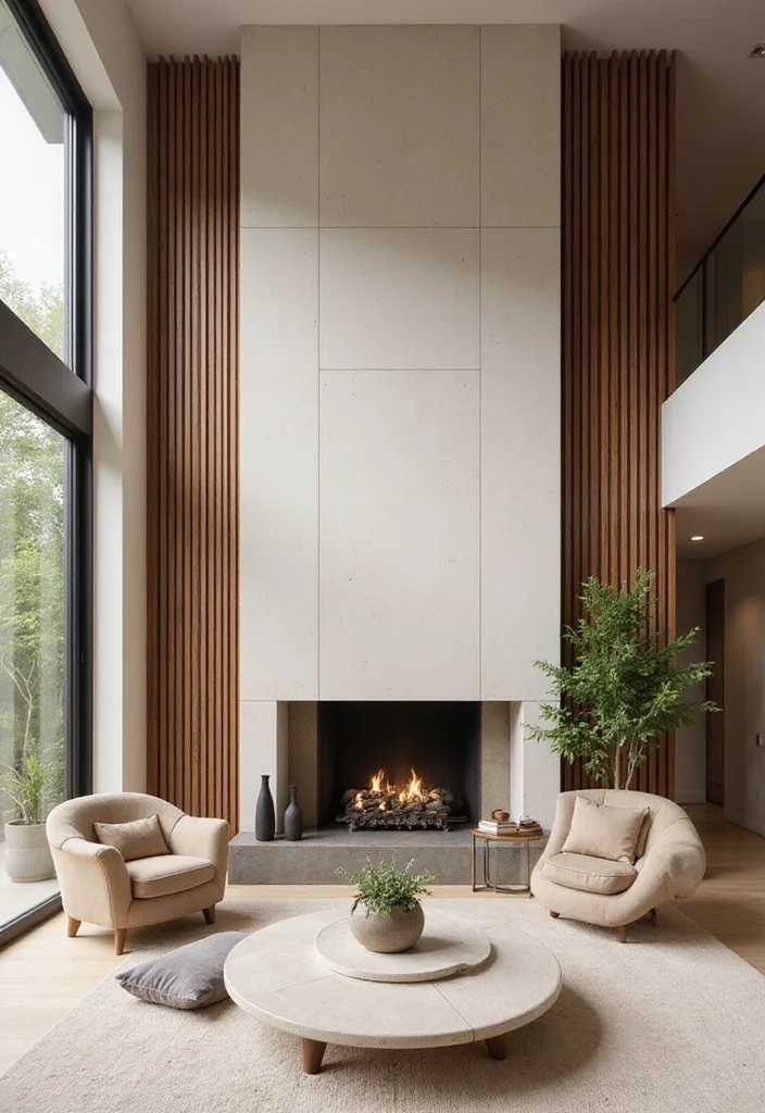 12 Wood Fireplace Ideas for Rustic Natural Warmth - 6. Nature-Inspired Accent Wall