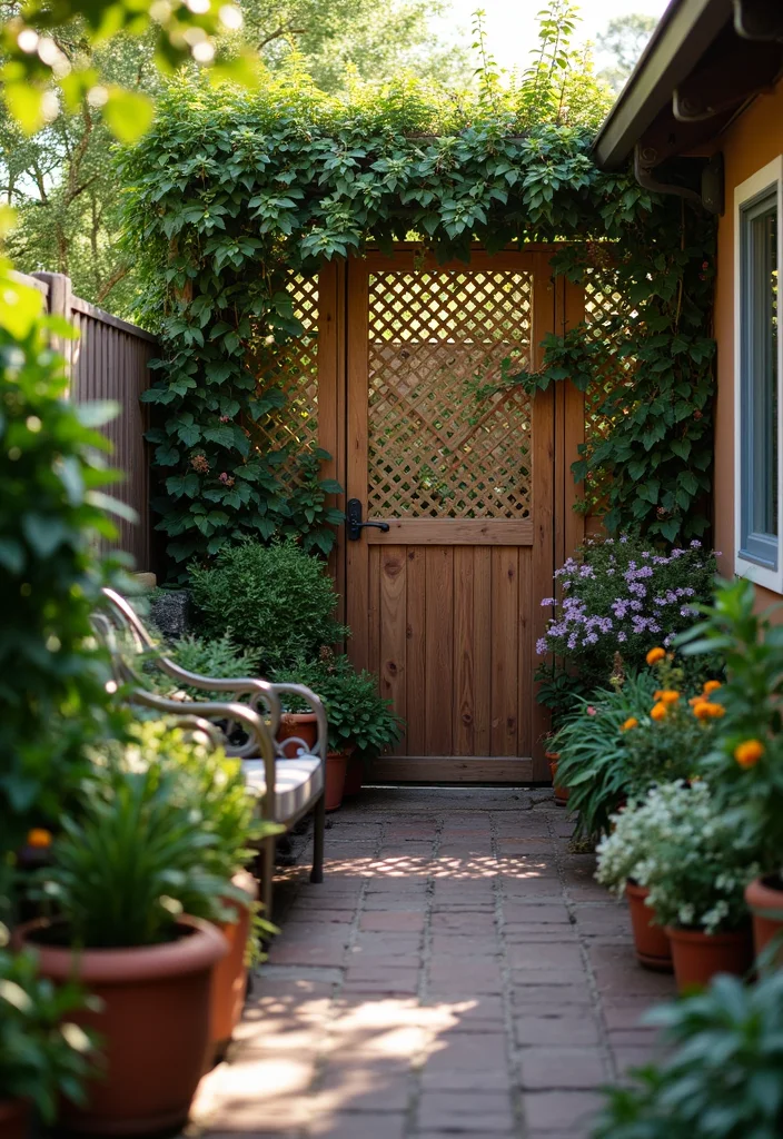 14 Backyard Gate Ideas for Privacy and Curb Appeal 112 14 Backyard Gate Ideas for Privacy and Curb Appeal - 12. Privacy Lattice Gate