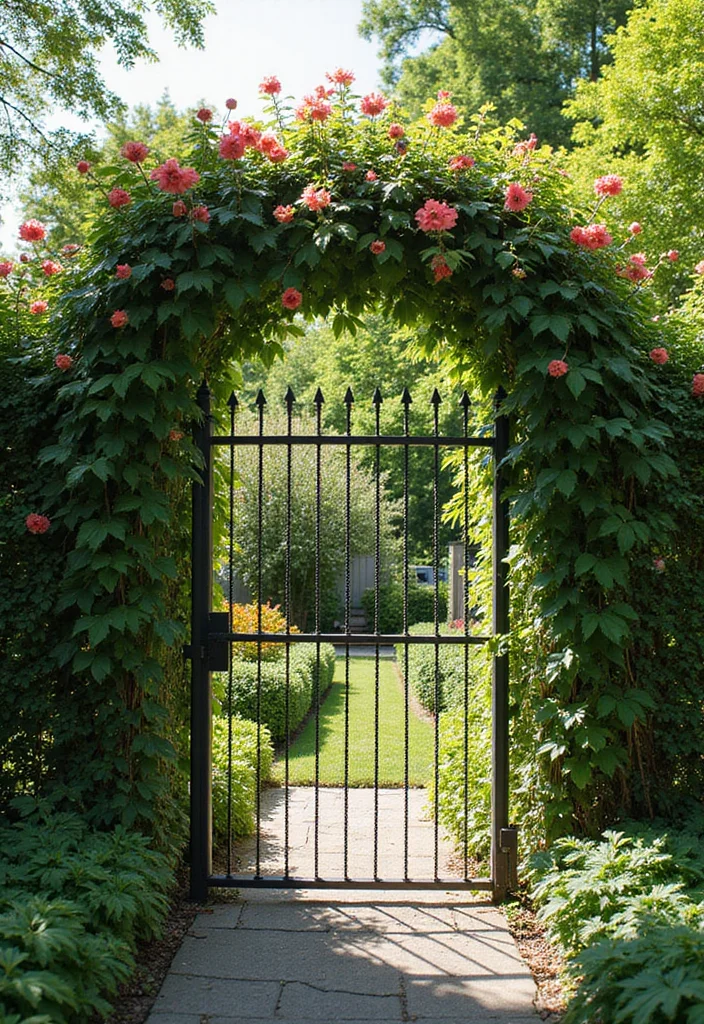 14 Backyard Gate Ideas for Privacy and Curb Appeal 48 14 Backyard Gate Ideas for Privacy and Curb Appeal - 6. Chain Link with Greenery