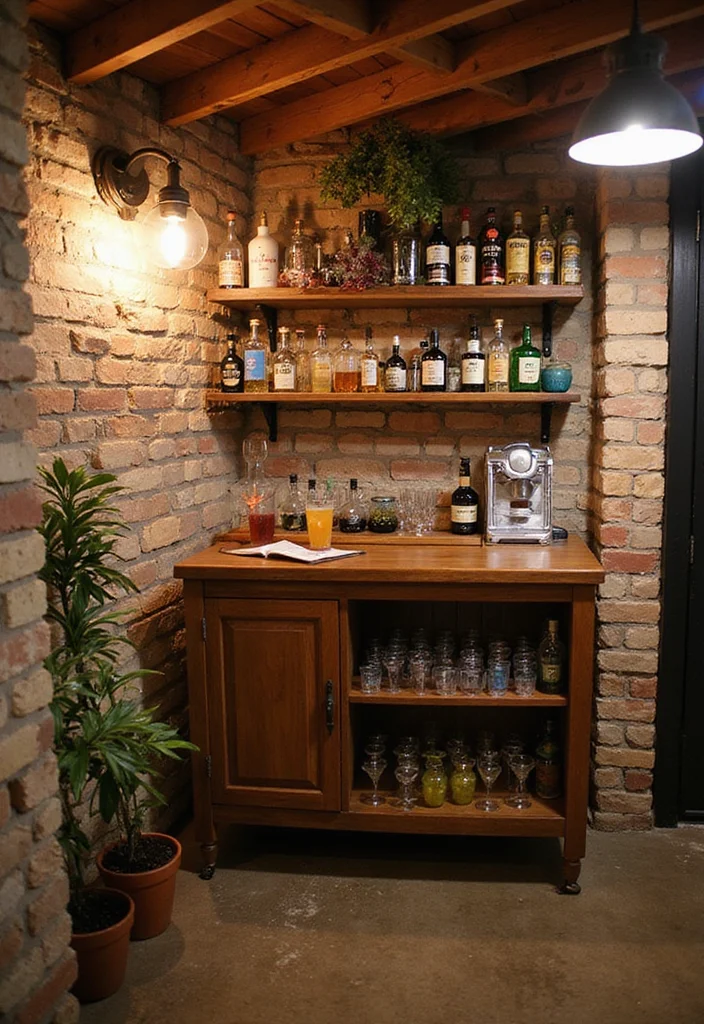 14 Basement Decorating Ideas for Fresh Functional Spaces - 14. Chic Craft Beverages Station