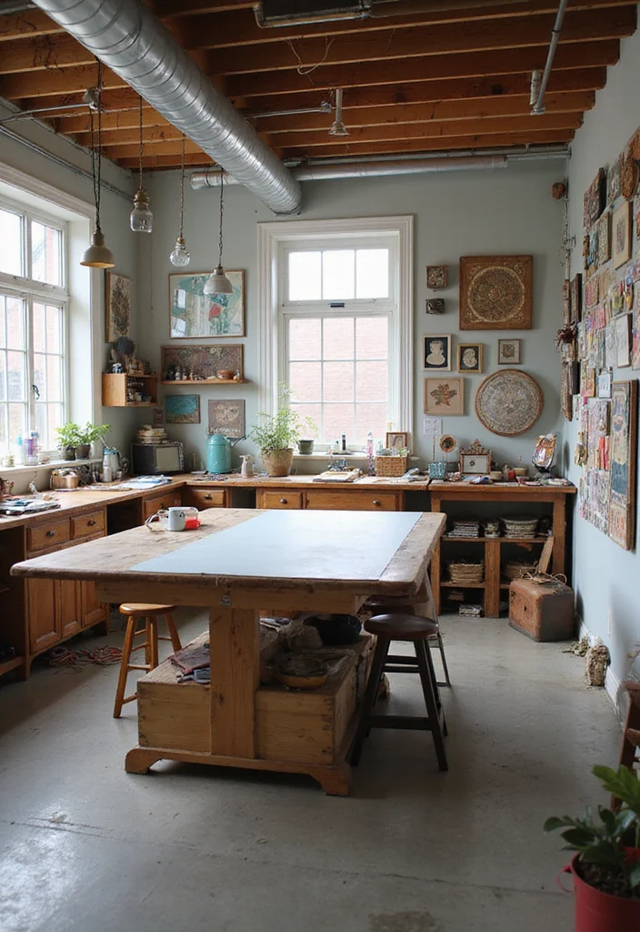 14 Basement Decorating Ideas for Fresh Functional Spaces - 6. Creative Arts and Crafts Studio