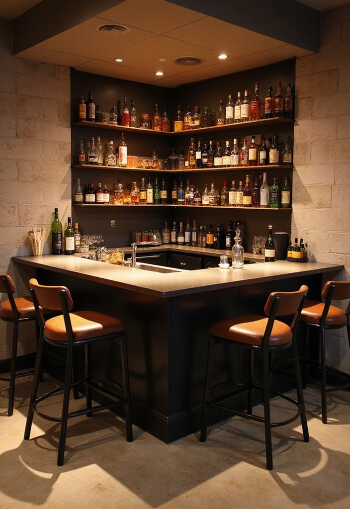 14 Basement Decorating Ideas for Fresh Functional Spaces - 9. Modern Bar Area