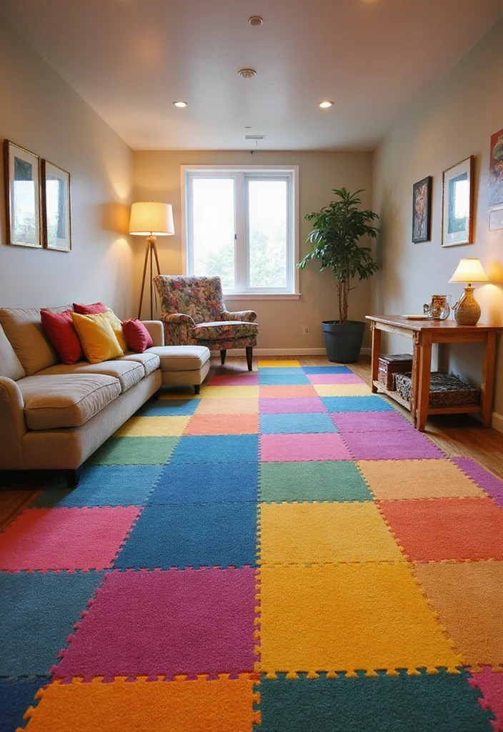 14 Basement Floor Ideas for Durable Stylish Options - 11. Carpet Tiles
