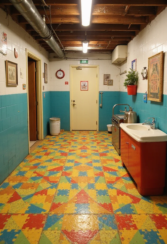 14 Basement Floor Ideas for Durable Stylish Options - 13. Linoleum Flooring