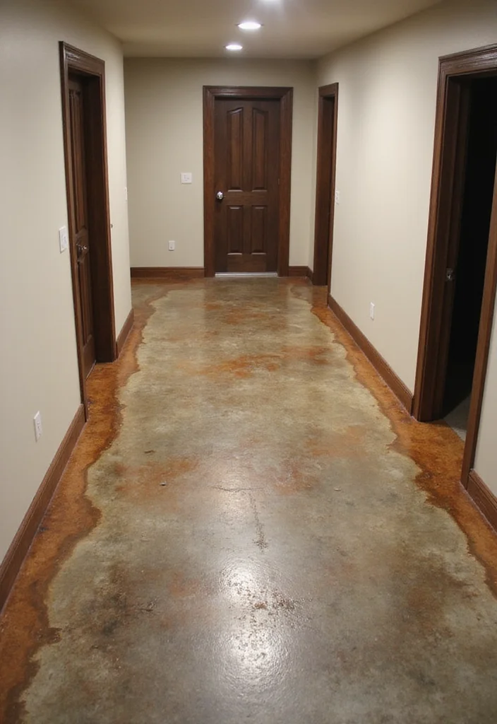 14 Basement Floor Ideas for Durable Stylish Options - 5. Stained Concrete