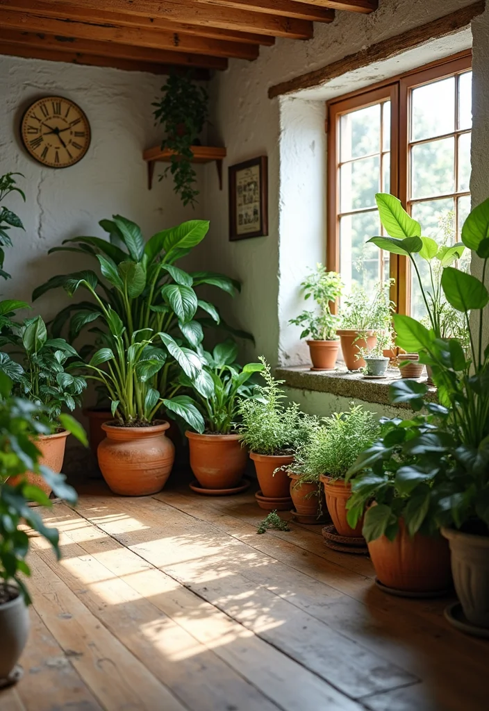 14 Farmhouse Basement Ideas for Rustic Comfortable Style - 9. Incorporate Indoor Plants