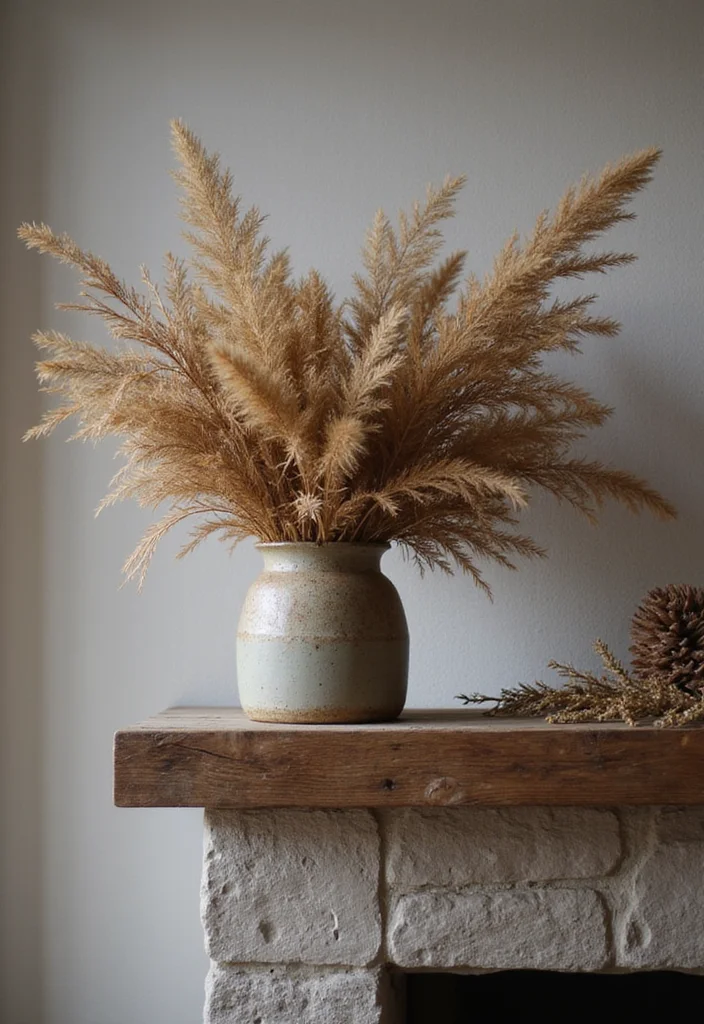 14 Fireplace Christmas Decor Ideas for Warm Festive Charm - 11. Eco-Friendly Decor with Dried Flowers