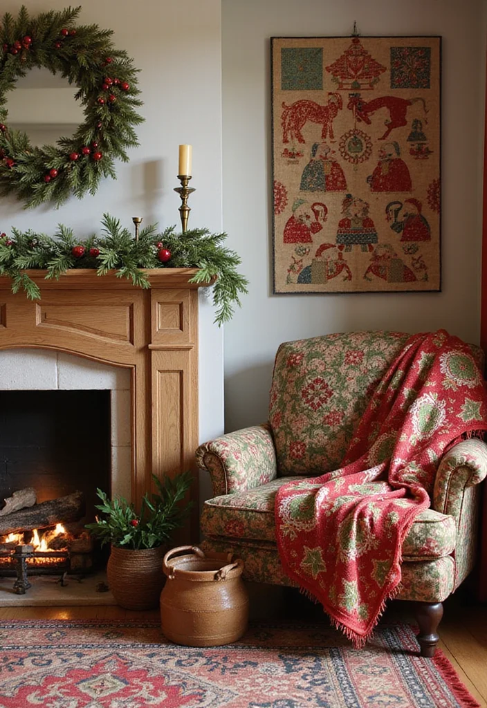 14 Fireplace Christmas Decor Ideas for Warm Festive Charm - 13. Seasonal Throws and Quilts