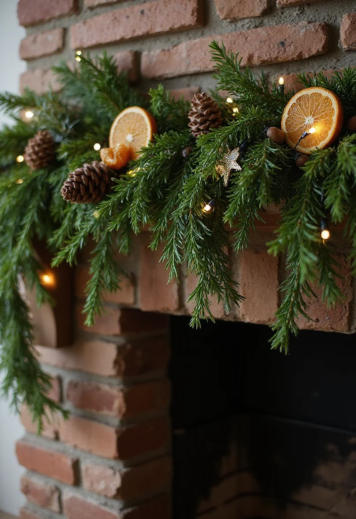 14 Fireplace Christmas Decor Ideas for Warm Festive Charm - 2. Evergreen Garlands for a Natural Feel