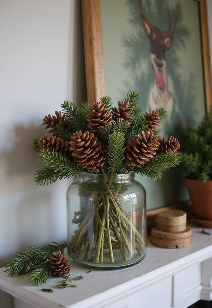 14 Fireplace Christmas Decor Ideas for Warm Festive Charm - 8. Whimsical Pinecone Accents