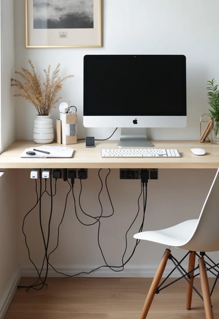 14 Home Office Setup Ideas for Practical Everyday Work - 6. Cable Management Solutions