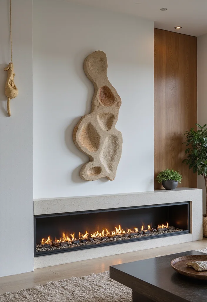 14 Linear Fireplace Ideas for Sleek Contemporary Lines 100 14 Linear Fireplace Ideas for Sleek Contemporary Lines - 10. Artistic Flair