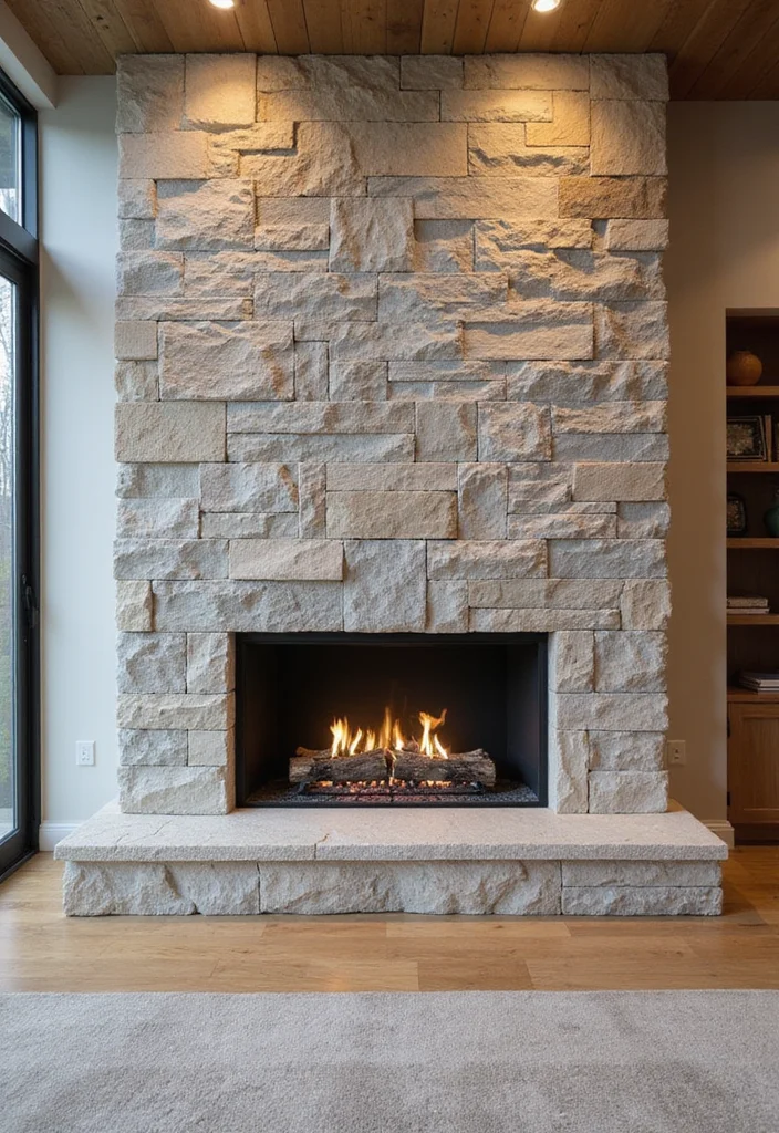 14 Linear Fireplace Ideas for Sleek Contemporary Lines 122 14 Linear Fireplace Ideas for Sleek Contemporary Lines - 12. Impressive Stone Facade