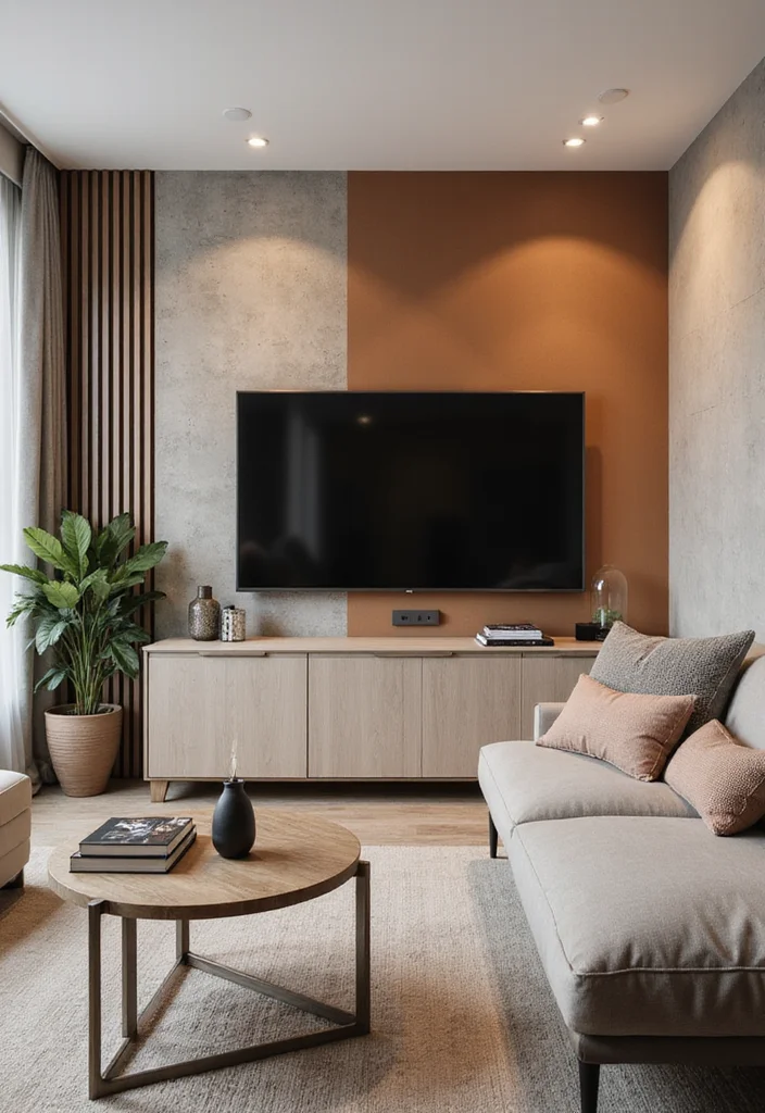 14 Living Room Wall Decor Ideas With TV for Clean Integrated Design - 10. Accent Walls