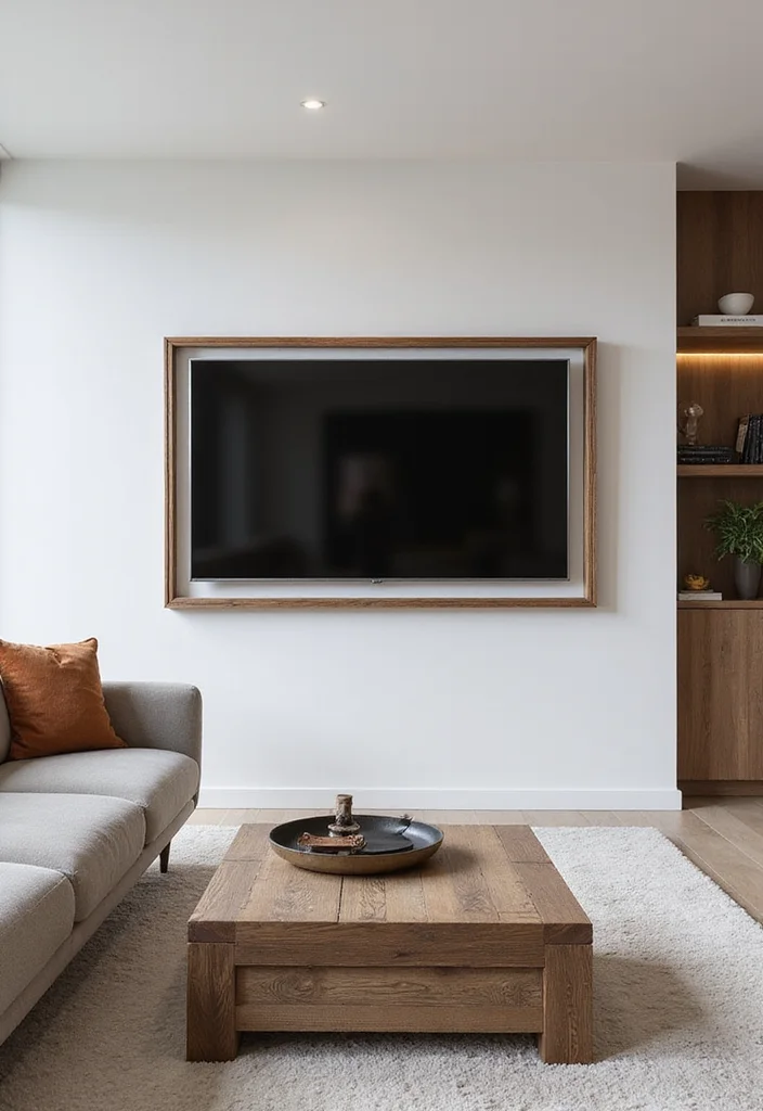 14 Living Room Wall Decor Ideas With TV for Clean Integrated Design - 13. Customized TV Frames