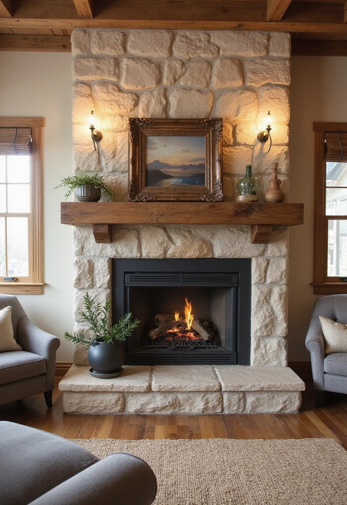 14 Raised Fireplace Hearth Ideas for Function and Classic Style - 3. Rustic Timber Hearth