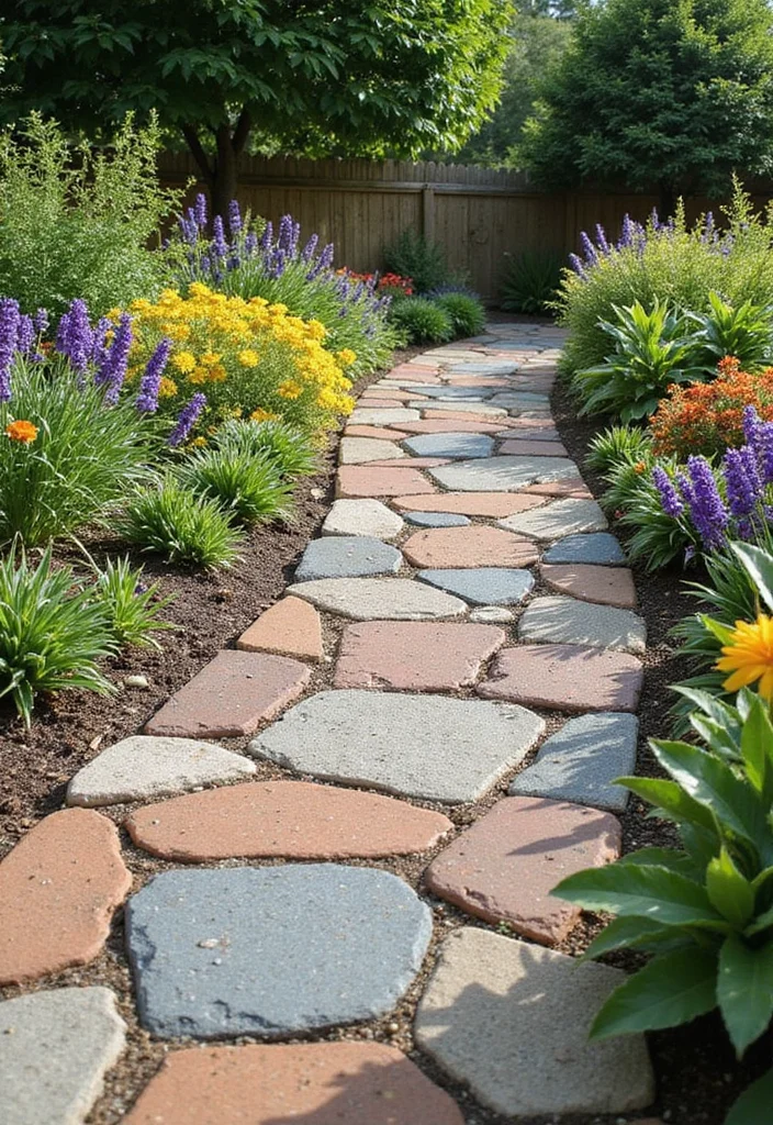 14 Renter Friendly Backyard Ideas for Easy Temporary Upgrades - 13. Recycled Garden Pathway