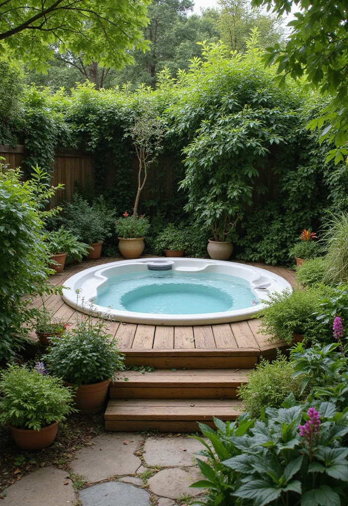 14 Small Backyard Hot Tub Ideas for Relaxing Compact Retreats - 9. Elevated Garden Oasis