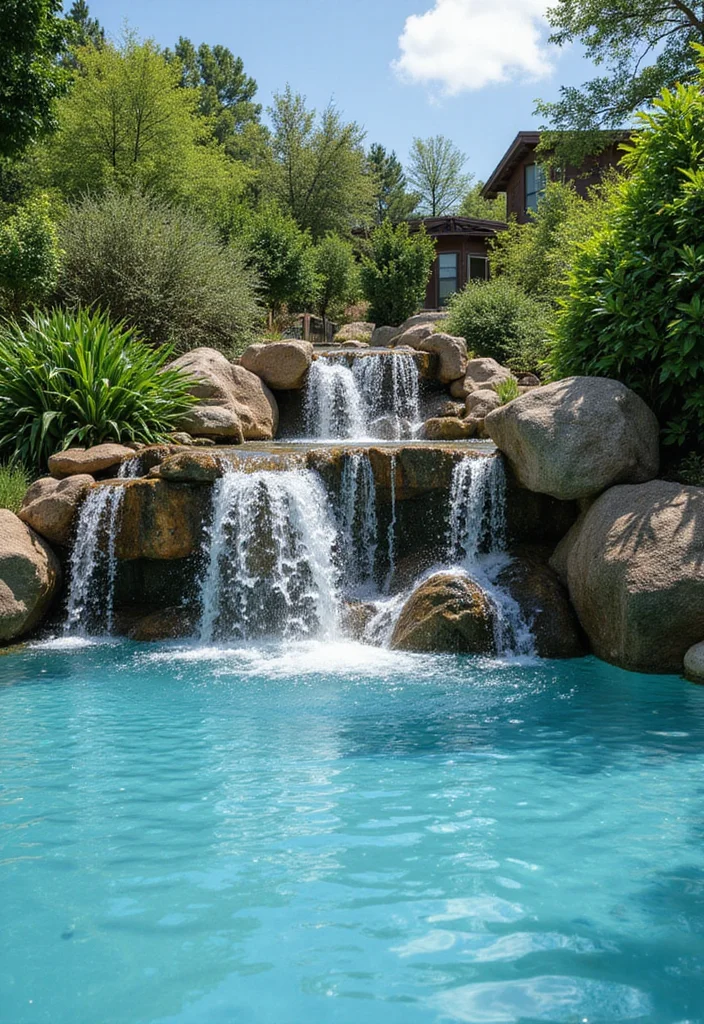 16 Backyard Pool Deck Ideas for Safe Stylish Surroundings 166 16 Backyard Pool Deck Ideas for Safe Stylish Surroundings - 16. Integrating Water Features