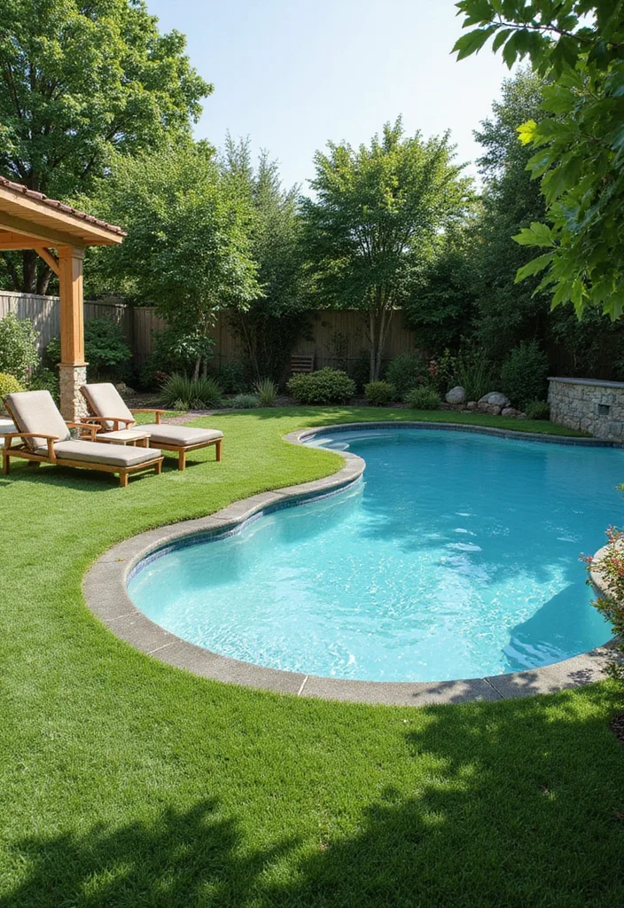 16 Backyard Pool Deck Ideas for Safe Stylish Surroundings 56 16 Backyard Pool Deck Ideas for Safe Stylish Surroundings - 6. Grass and Turf Zones