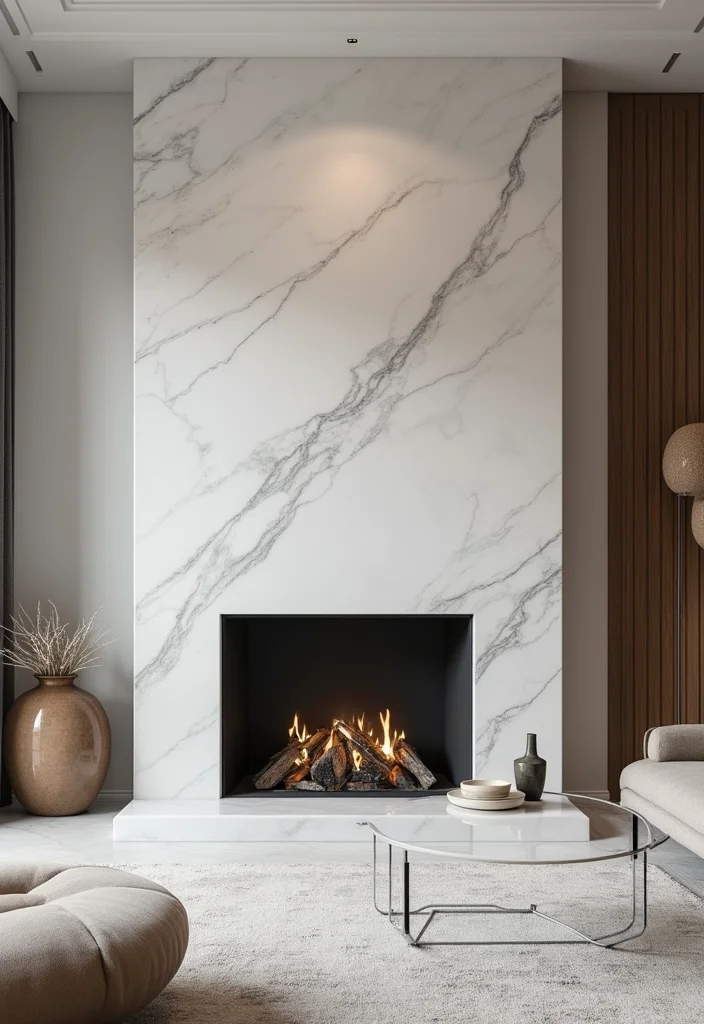 16 Fireplace Surround Ideas for Beautiful Updated Finishes - 1. Sleek Marble Surround