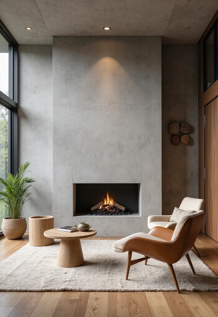 16 Fireplace Surround Ideas for Beautiful Updated Finishes - 3. Minimalist Concrete Finish