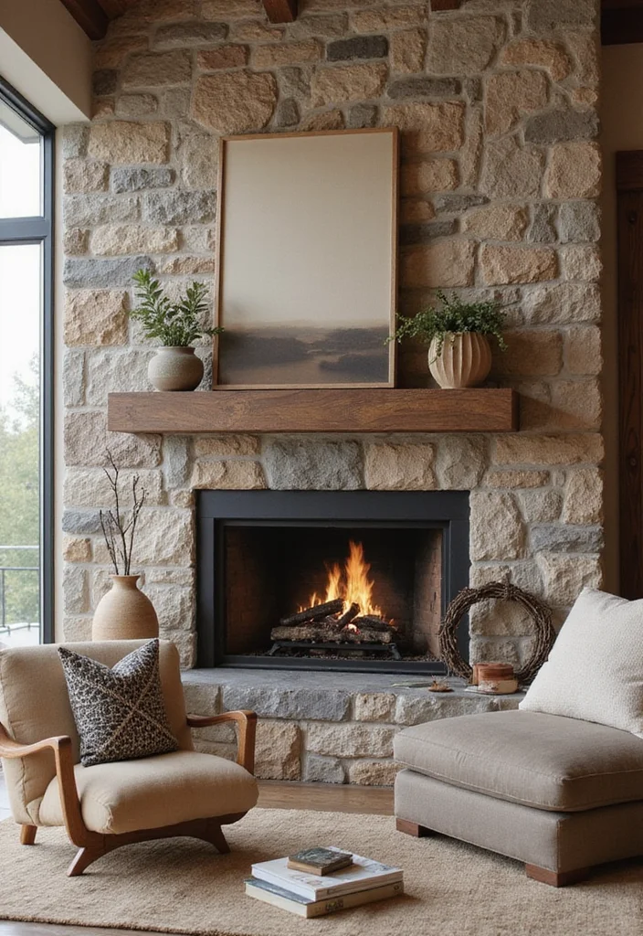 16 Fireplace Surround Ideas for Beautiful Updated Finishes - 8. Textured Stone Accents