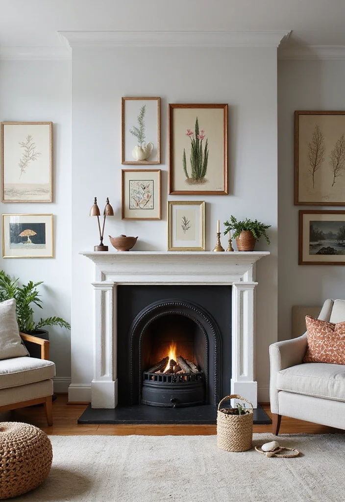 16 Fireplace Surround Ideas for Beautiful Updated Finishes - 9. Framed Artwork Surround