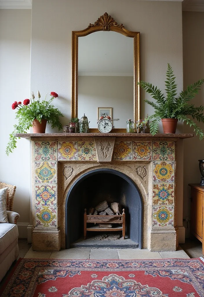 16 Unique Fireplace Ideas for Bold Eye Catching Focal Points 23 16 Unique Fireplace Ideas for Bold Eye Catching Focal Points 3. Vintage Tile Accents