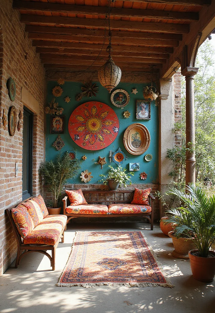 18 Backyard Covered Patio Ideas for Comfortable All Weather Living - 12. Artistic Covered Patio