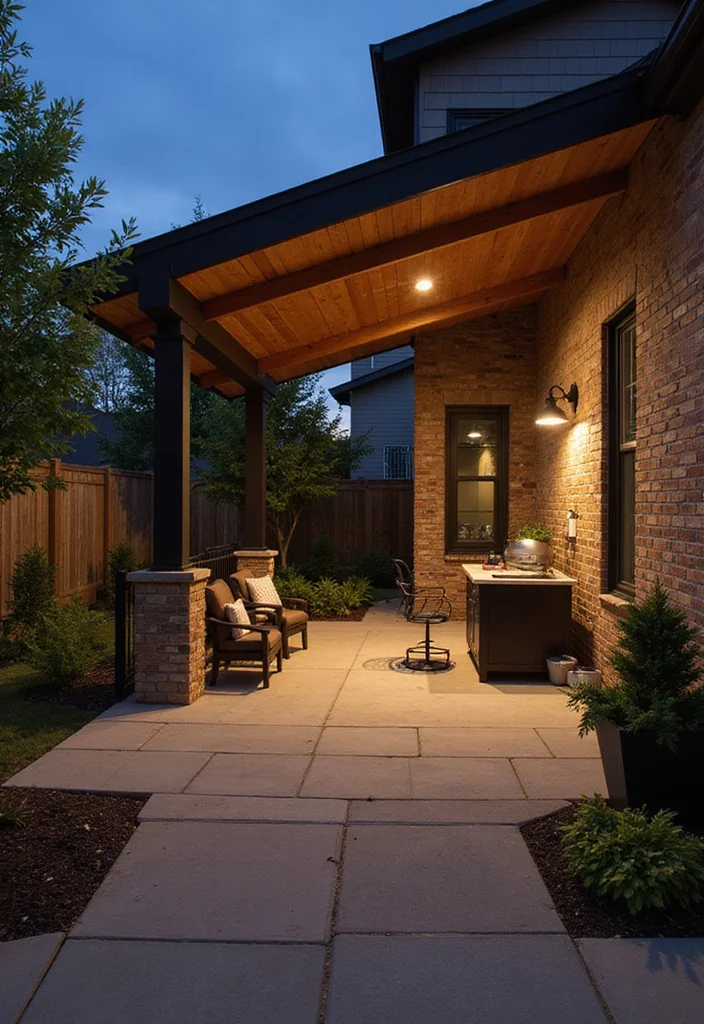 18 Backyard Covered Patio Ideas for Comfortable All Weather Living - 13. Smart Tech-Enabled Patio