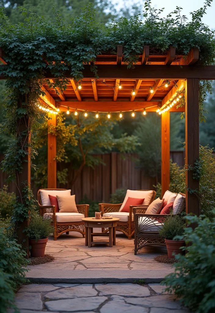 18 Backyard Covered Patio Ideas for Comfortable All Weather Living - 2. Rustic Wooden Pergola