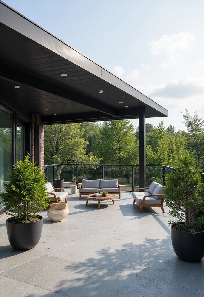 18 Backyard Covered Patio Ideas for Comfortable All Weather Living - 3. Modern Metal Roof Patio