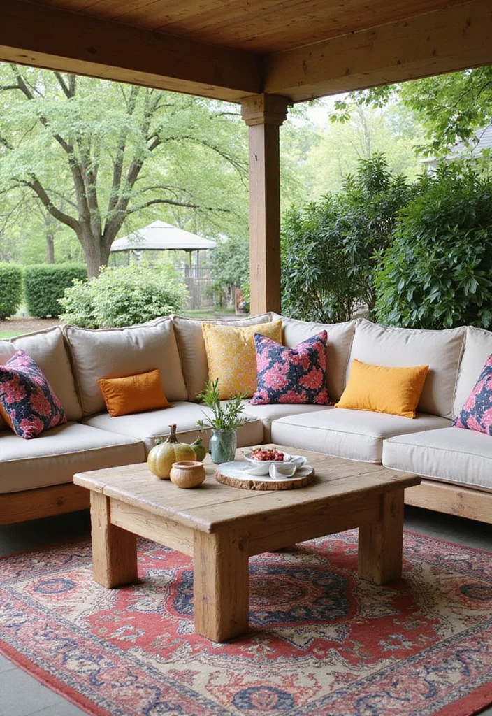 18 Backyard Covered Patio Ideas for Comfortable All Weather Living - 4. Comfortable Sofa Sectional