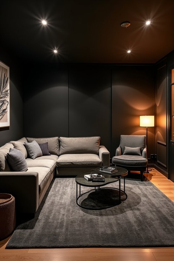 How to Decorate Your Basement 11 large rug defines seating zones