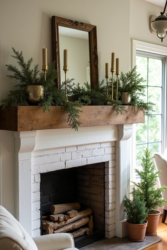 How Does Joanna Gaines Decorate Fireplace Mantels? 4 layered vintage greenery mantel display
