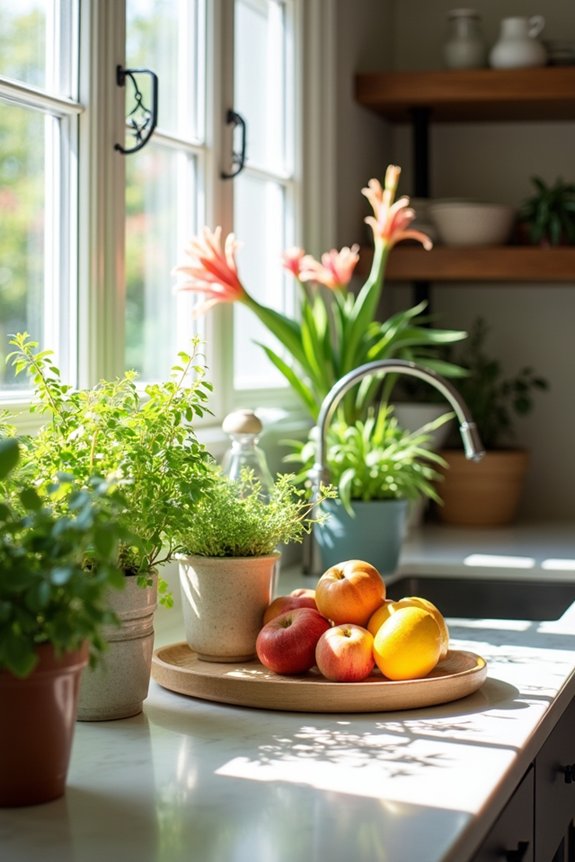 10 Ways to Decorate Kitchen Counters Like a Designer 5 living counter with seasonal greenery