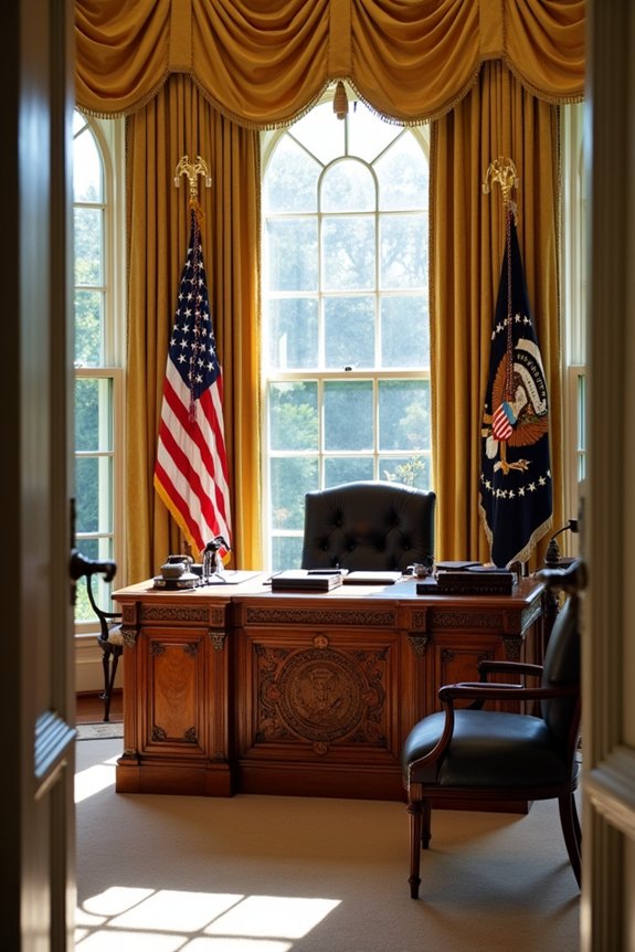 7 Design Elements That Define the Oval Office Aesthetic 1 oval shape conveys authority and inclusion