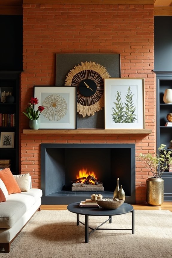 10 Ways to Decorate a Fireplace Without a Mantle 1 oversized focal point anchors space