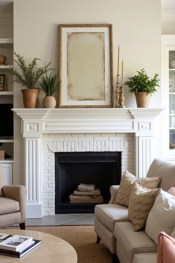How Does Joanna Gaines Decorate Fireplace Mantels? 1 tall vases oversized greenery