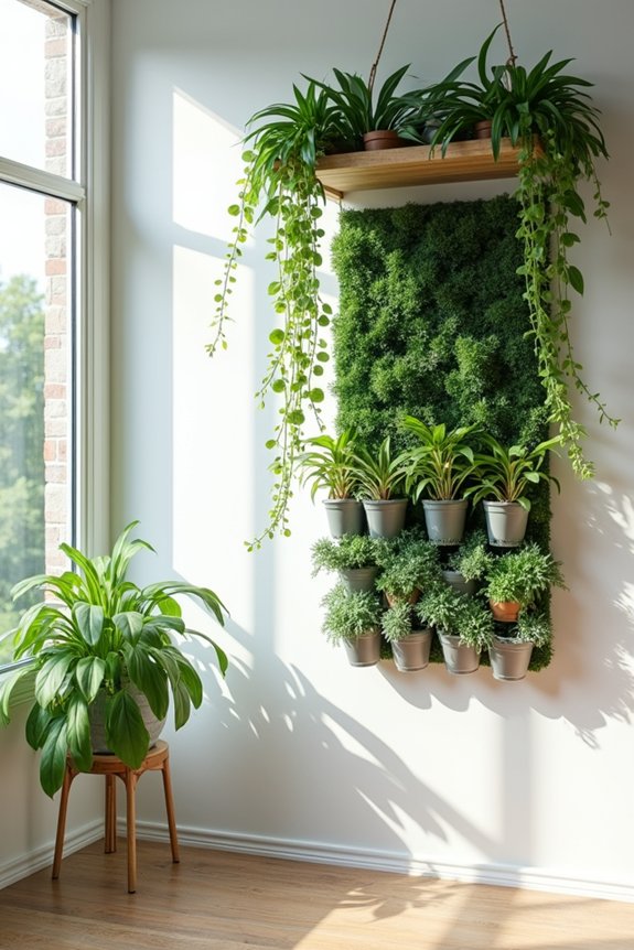 10 Ways to Decorate a Blank Wall 7 vertical planters pocket planters trailing vines mixed textures